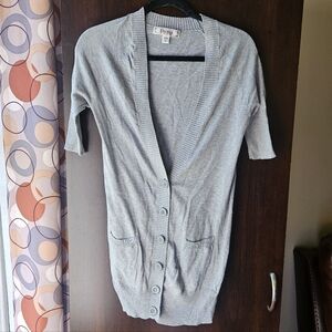 Decree Light Gray Button-Up Cardigan